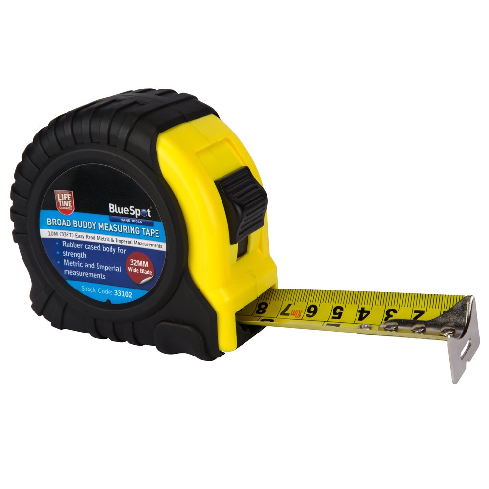 Blue Spot Tools 33102 10 m Broad Buddy Measure Tape - Black