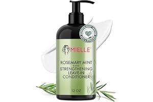 Mielle Organics Rosemary Mint Strengthening Leave In Conditioner for Curly Hair - Hydrating Hair Moisturizer Infused with Biotin to Soften, Protect & Boost Shine (12 Oz)