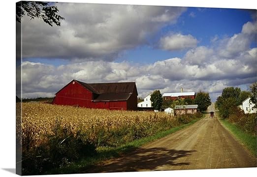 Amazon Com Greatbigcanvas Gallery Wrapped Canvas Amish Farm