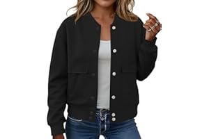 ETCYY NEW Bomber Jackets for Women 2025 Trendy Fall Winter Cropped Coats Button Down Casual Varsity Jacket with Pockets