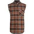 Sleeveless Plaid Front Shirt for Men,Cowboy Button Down Shirts
