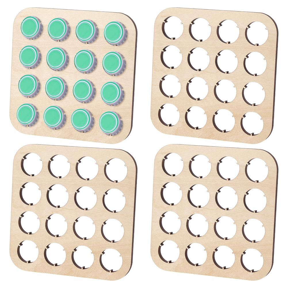 Photo 1 of FINGERINSPIRE 4 PCS 16-Slot Wood Bottle Caps Organizer Display Stands 4.33x4.33inch Square Navajo Beer Cap Coaster Perfect for Bottle Cap Collection, Home Decor and Bar Display for Collectors