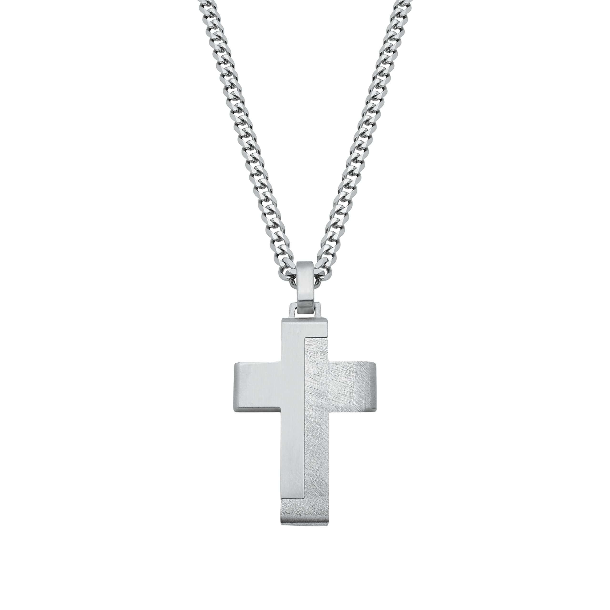 s.Oliver Chain with pendant Men Sets, 50 cm, Silver, Cross, Comes in jewelry gift box, 2024253 โ image 1