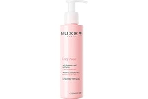 Nuxe Very Rose Creamy Cleansing Milk Make-up Remover for Sensitive Skin, with Rose Floral Water for Face & Eyes, 200 ml