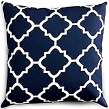 Decorative Square 18 x 18 Inch Throw Pillows Navy & White Moroccan Quatrefoil Lattice Cushion Pillow