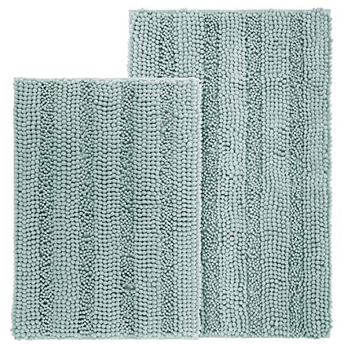 HOMEIDEAS Eggshell Blue Bathroom Rugs 2 Pieces Set, 20"x32" Plus 17"x24