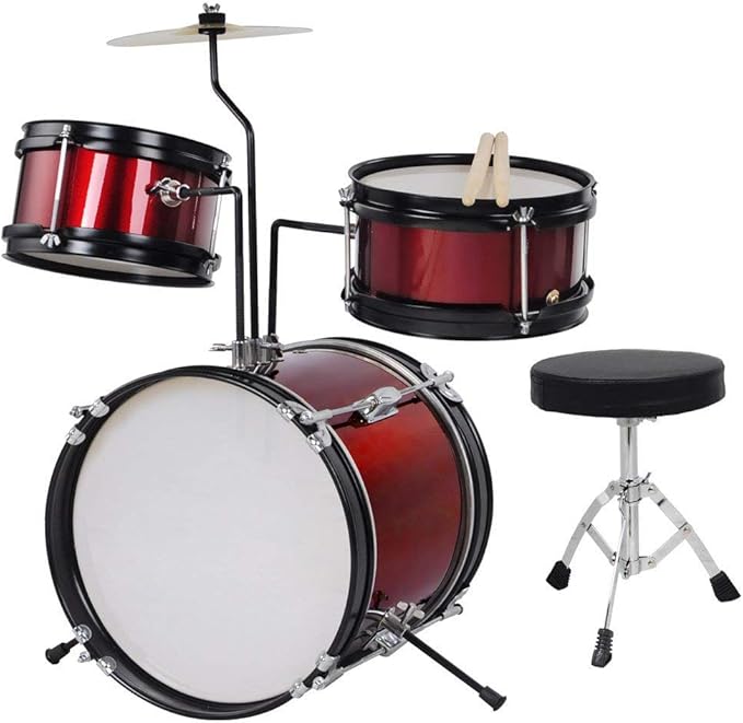 Kids Drum Set w/ Cymbal 3 piece 8 inch Red Musical Instruments