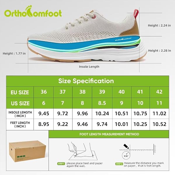 WOMEN’S ORTHOPEDIC WALKING SHOES WITH ARCH SUPPORT: ORTHOTIC SUPPORTIVE CASUAL SHOES FOR PLANTAR FASCIITIS, SOFT BREATHABLE FASHION SNEAKERS MESH FABRIC UPPER BEIGE SIZE 9.5
