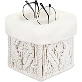 OPULANE 2 in 1 Glasses Holder Stand, Anti-scratch Plush Lined Eyeglass Holder Stand, Eye-glass Storage Organizer Case for Nightstand, Office Desk, Table, Beige