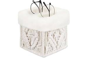 OPULANE 2 in 1 Glasses Holder Stand, Anti-scratch Plush Lined Eyeglass Holder Stand, Eye-glass Storage Organizer Case for Nightstand, Office Desk, Table, Beige