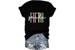 ENVIARBRILLO Retro Fifth Grade T-Shirt Teacher Appreciation Shirt for Women 5th Grade Teacher Shirt Back to School Shirt