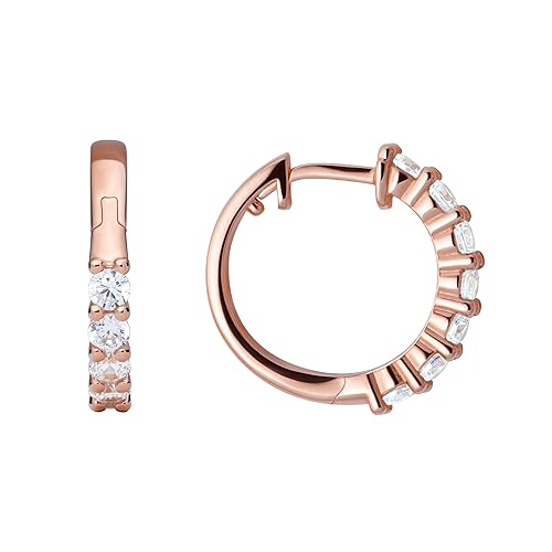 Amazon Essentials Rose 18K Gold Plated Sterling Silver Hinged Huggie Hoop Earrings (previously Amazon Collection)