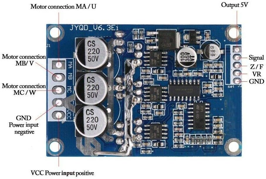 TECNOIOT DC 12V-36V 500W PWM Brushless Motor Controller Balanced BLDC Car Driver Board - Image 4