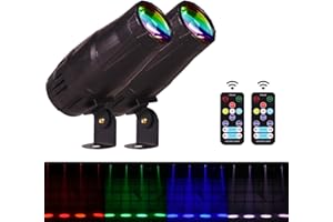 Ecostrobe LED Pinspot Light 2 Pack,Stage Spotlight Mini 15W RGBW Disco Ball Spot Lights 4 in 1 Stage Lighting Mirror Ball Light with Remote Control for DJ Disco Party Bar Club Wedding (Spotlight)