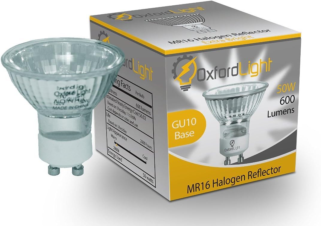 Oxford Light (12) Bulbs, GU10 Halogen Bulb 120V 50W GU10 Halogen Light Bulb, 120 Volt 50 Watt GU10 Halogen Bulb Lamp