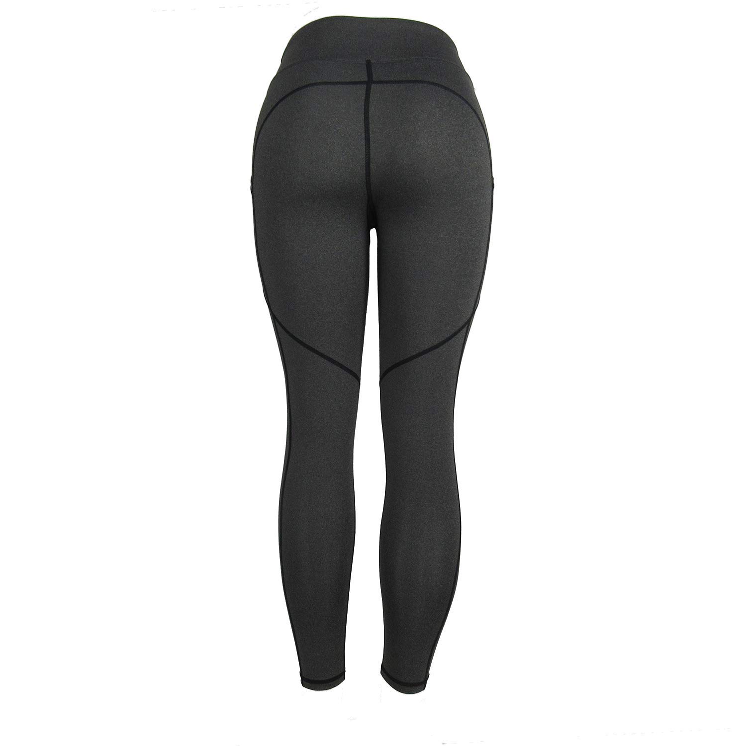 FCZDQ High Waist Yoga Pants with Pockets, Tummy Control, Workout Leggings for Women 4 Way Stretch Yoga Leggings (1020 Yoga Leggings 1 Piece: Dark Gray, X-Large (fits Like US 14-16))