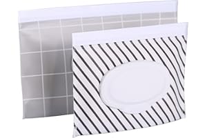 VOONGOR Portable Wet Wipe Pouch, Reusable Refillable Baby Travel Wipes Holder & Case, Lightweight Flushable Diaper Wipes Container (Plaid Pattern)