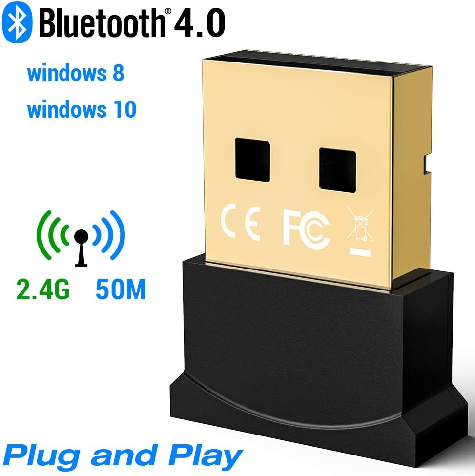 Bluetooth Adapter 4.0 USB Dongle - Bluetooth Sender Stick Supports Bluetooth Headphones Mouse Keyboard Printers PC Bluetooth Adapter for PC Windows 8 and 10 (Plug & Play) Win7 / Vista / XP (Black 1)