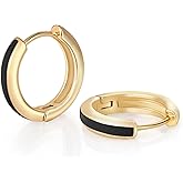 8YEARS 18K Gold Plated Enamel Huggie Earrings for Women, Dainty Small Hoop Earrings, Black White Purple Blue Enamel Hoop Earring, Gold Hoop Earrings Gifts for Her