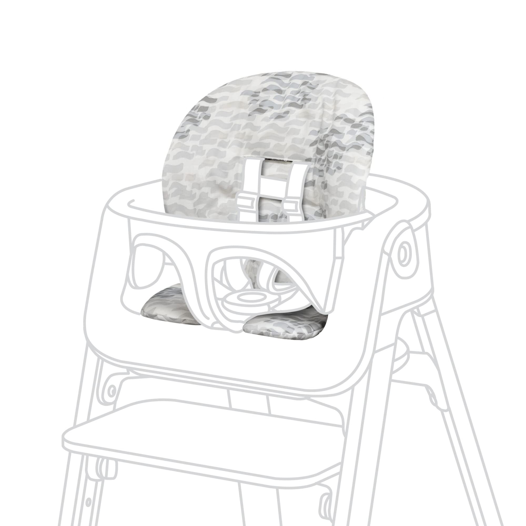 Stokke Steps Baby Set Cushion, Waves Grey - Comfortable Accessory for Steps Baby Set - Soft, Easy-to-Clean, Water-Repellent Material - Machine-Washable Cotton