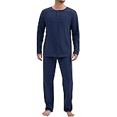 Navisting Mens Pajamas Set Comfy Pj Sets Long Sleeve Pajamas Cotton 2-Piece Loungewear Nightwear with Pockets