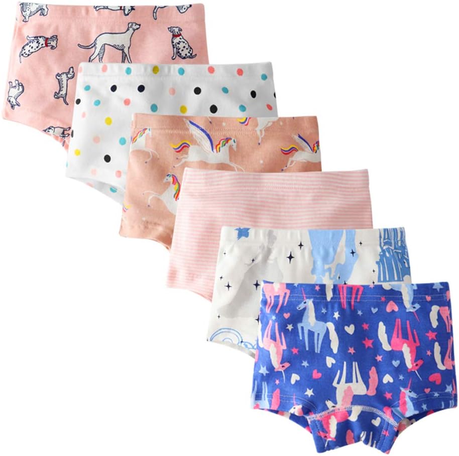 Kids Series Baby Underwear Little Girls' Cotton Boyshort Panties (Pack of 6)