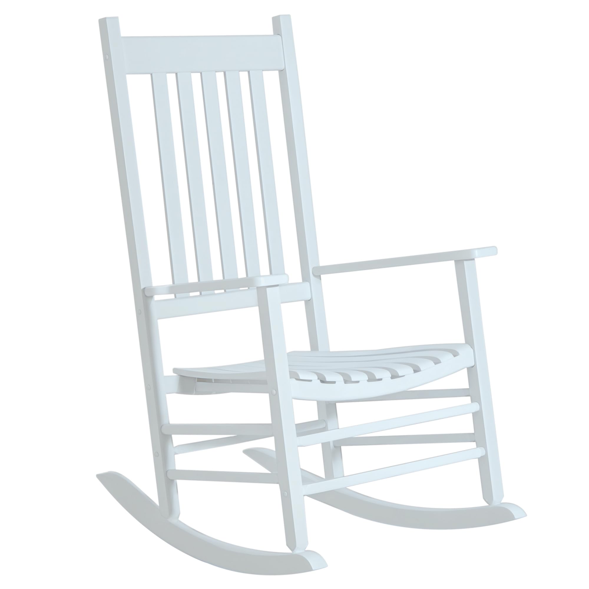 Photo 1 of **PARTS ONLY** Outsunny Outdoor Rocking Chair, Patio Rocking Chair with Smooth Curves, High Density Wooden Rockers for Lawn Garden Porch, Supports Up to 350lbs, White