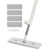 VEVOR Flat Mop, Self Wringing, Microfiber Floor Cleaner with 4 Reusable &amp; Washable Pads for Dry &amp; Wet Floor Cleaning, Microfiber Flat Mop with Stainless Steel Handle for Hardwood Laminate Tile Vinyl