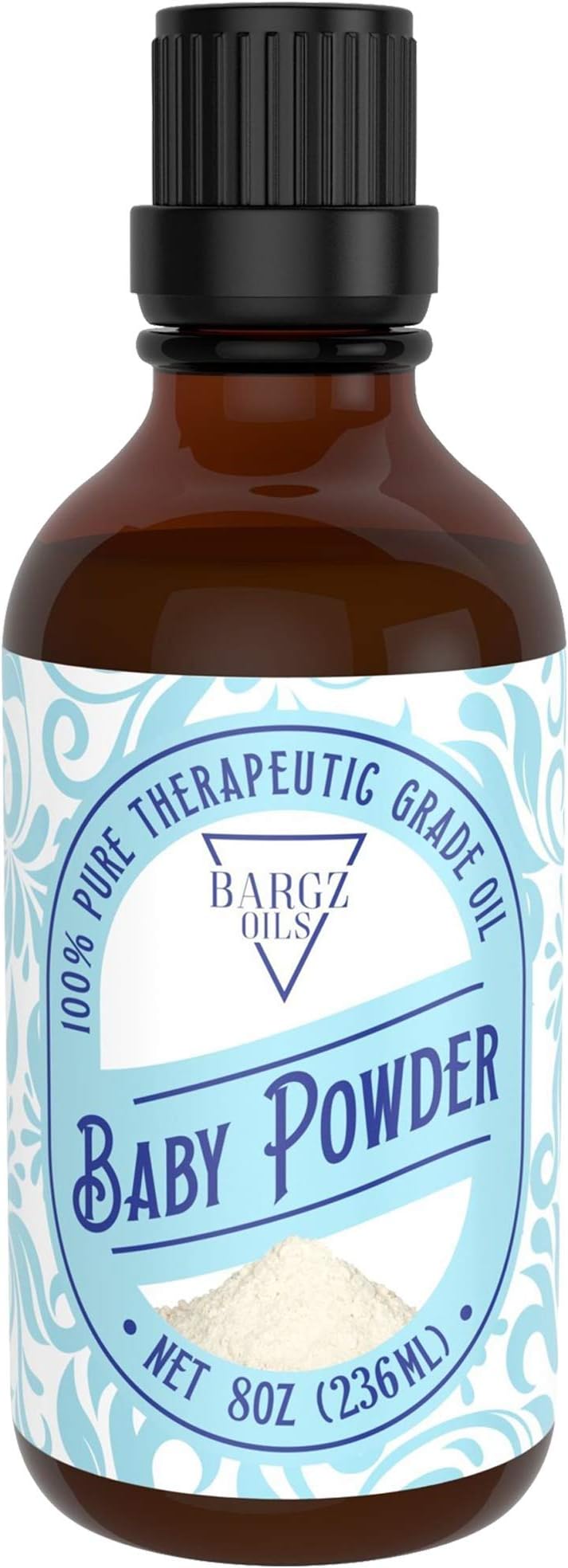 Baby Powder Oil [RELAXING SCENT] - Glass Amber Bottle Organic Pure Therapeutic French for Diffuser, Aromatherapy, Headache, Pain, Sleep-Perfect For Candles & Massage (8 oz)