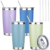 YEBTS Life 20 oz Tumbler with Lids and Straws, Stainless Steel Insulated Travel Coffee Mug, Double Wall Vacuum Insulated Tumblers, Powder Coated Coffee Tumbler for Cold & Hot Drinks (Mix Color-1)