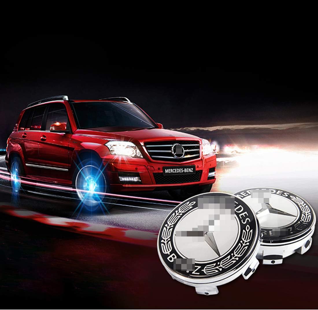 sooloon Wheel Hub Center Caps Cover LED Light Magnetic Levitation Waterproof Battery-Free Automatically Generate Electricity for Mercedes Benz Maybach Brabus Accessory 4Pcs (Benz 1)