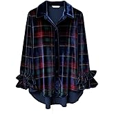 Women's Vintage Boho Floral Velvet Shirt Casual Loose Lapel Collared Button Down Ruffle Long Sleeve Tops Blouses