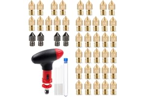 3DZWMAN 3D Printer Nozzles Brass MK8 extruder Nozzle 0.2mm0.3mm//0.4mm/0.6mm/0.8mm/1.0mm, with Clean Steel Needle and Ratchet Wrench for CR-10/End 3/5, Ender 3/V2 Ender 3 pro……