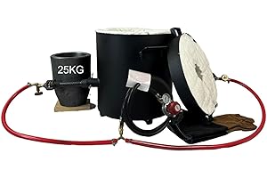 LSMIITTH 25KG(55LBs) Large Propane Smelting Furnace Kit with 25KG Crucible, Double Forge Burners, Foundry Furnace Home Casting Tools for Melting Metal Recycle Gold Copper Aluminum