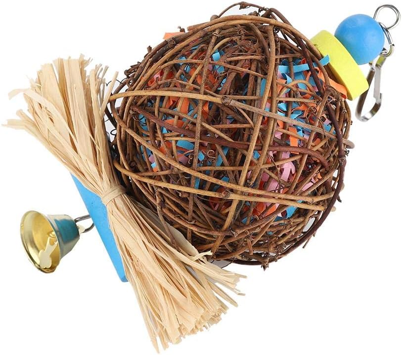 Smandy Natural Bird Chewing Toys, Rattan Ball Cage Toy for Parrots Budgies, Cockatiels, Parakeets, Lovebirds, African Greys - Image 4
