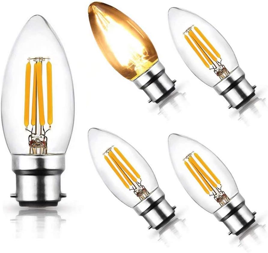 B22 Cap LED Filament Candle Bulb Dimmable 4W 40W Equivalent