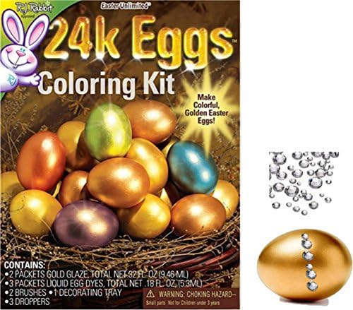 Golden Easter Egg Coloring Kit and Diamond Rhinestones Stickers to Decorate
