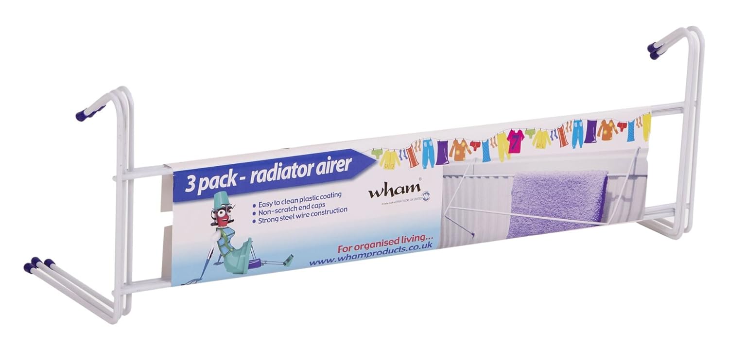 CrazyGadget® White 60cm Steel Laundry Radiator Airer Pack of 3