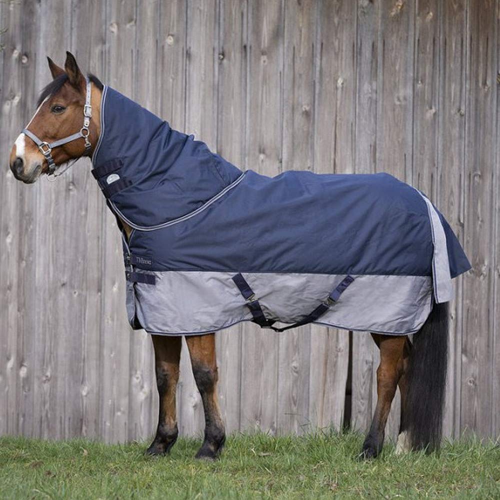 Equi-Theme/Equit'M Unisex Adult 400913763 Tyrex 600 D Polar Fleece Lined Turnout Rug - Navy/Grey, 6 ft/3-Inch/190 cm