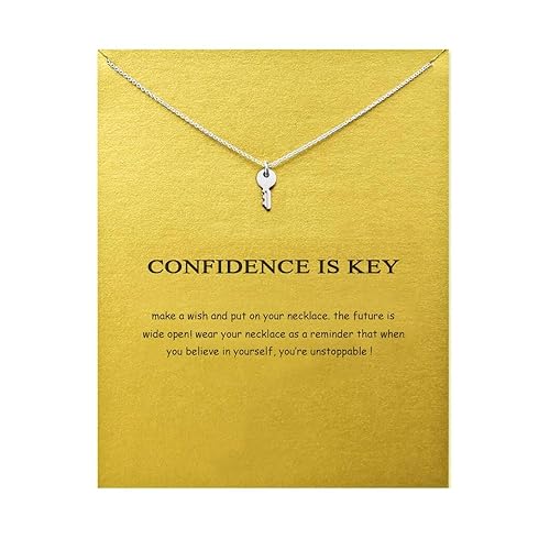 Caiyao Tiny Key Pendant Necklace Confidence is Key Encourage