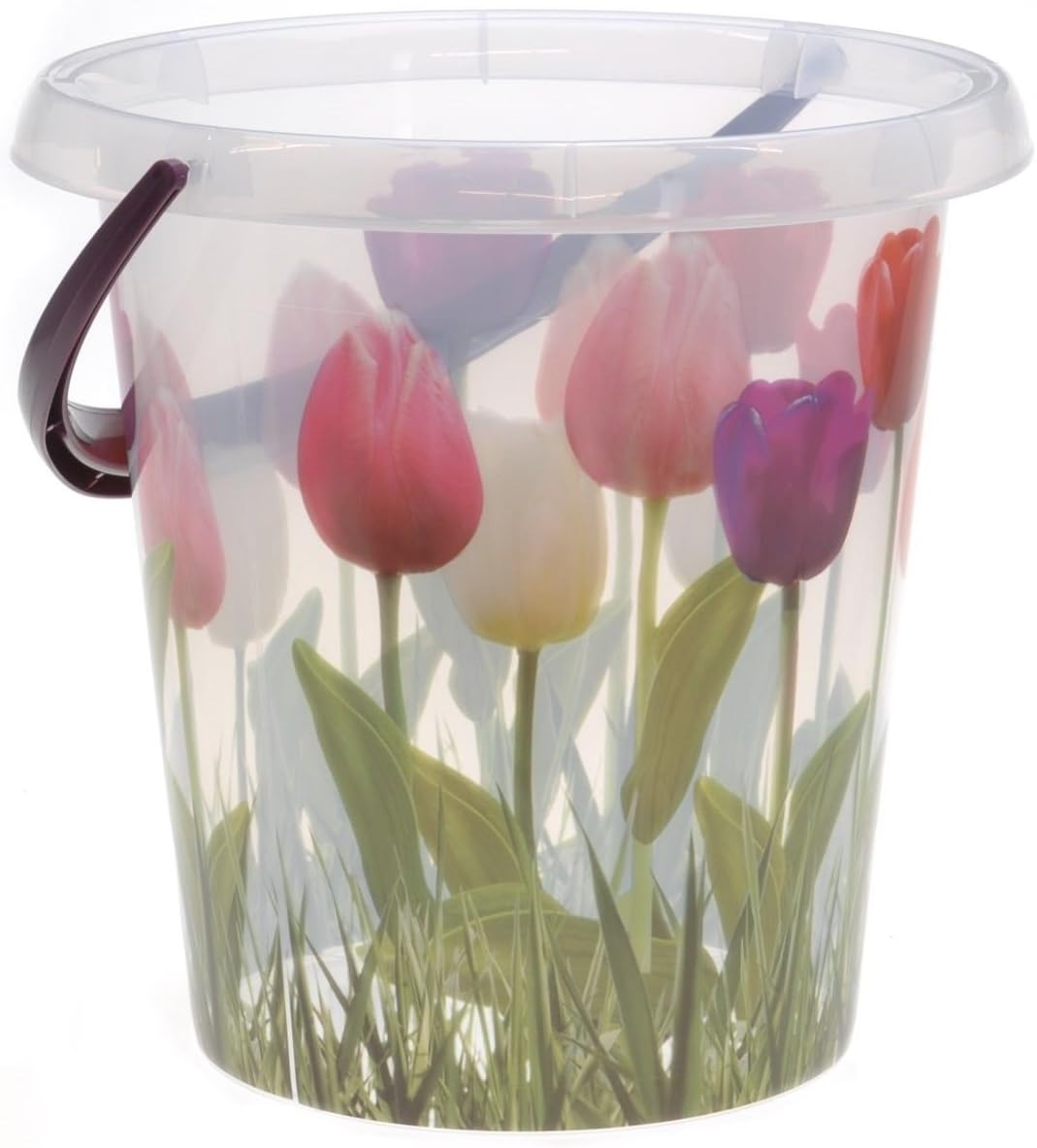 Koop Large Plastic Bucket with Floral Print 12 Litre Bucket Garden Household Water Can Beach