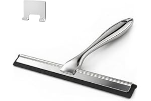ALFLOD 12-Inch All-Purpose Shower Squeegee for Shower Doors, Tile Shower Walls, Bathroom, Window, Glass and Car Windshield, Mirrors and Kitchen-Stainless Steel, Silver