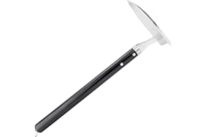 Nisaku NJP178 Handheld Triangle Hoe, Authentic Tomita (Est. 1960) Japanese Stainless Steel, 6.25" Blade, Polished 14" Wood Handle, Stainless Steel/Black-Wood Handle