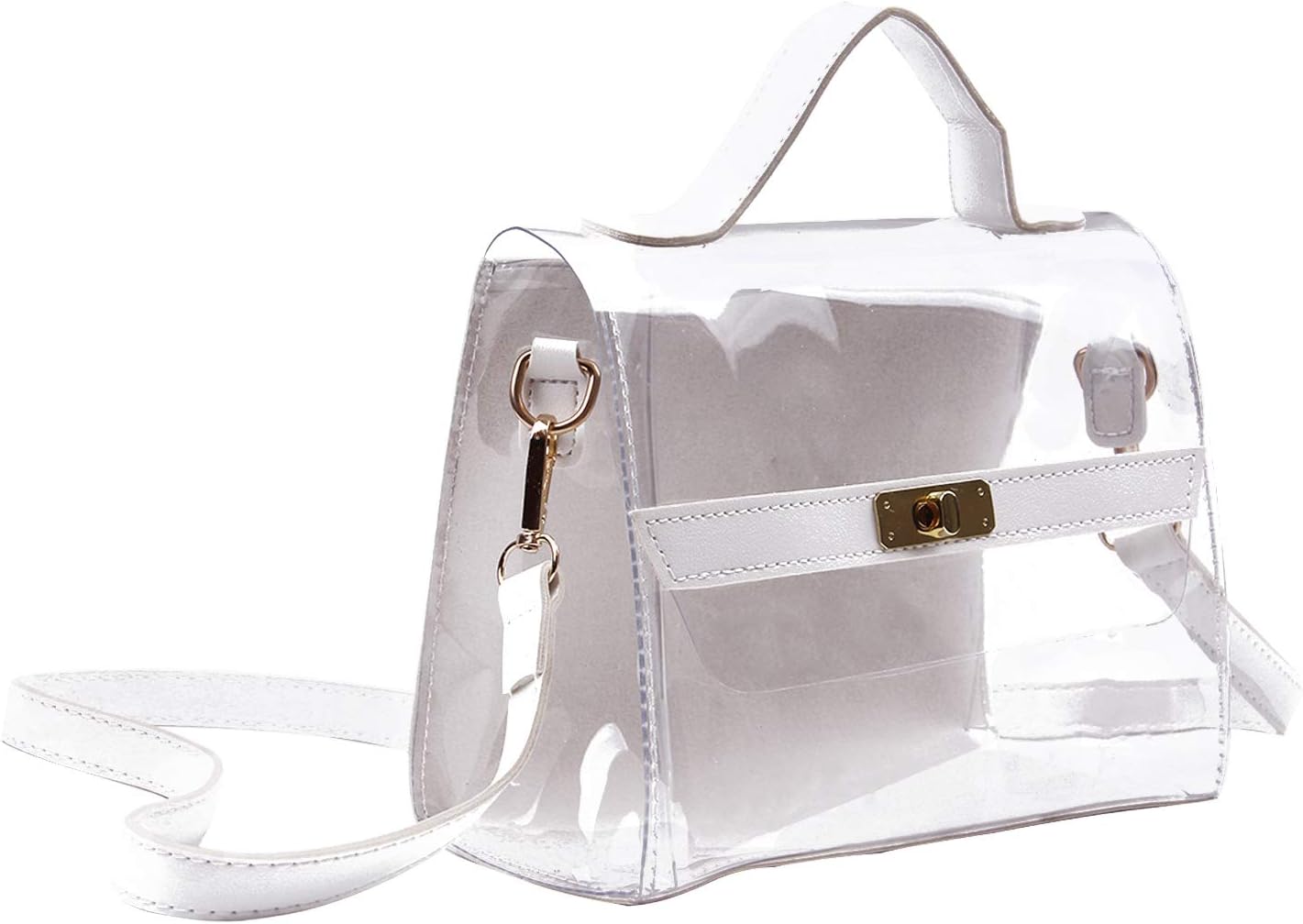 EVEOUT Women's Messenger Bag Mini Shoulder Bag, Transparent Tote Bag with Adjustable Shoulder Strap for Girl