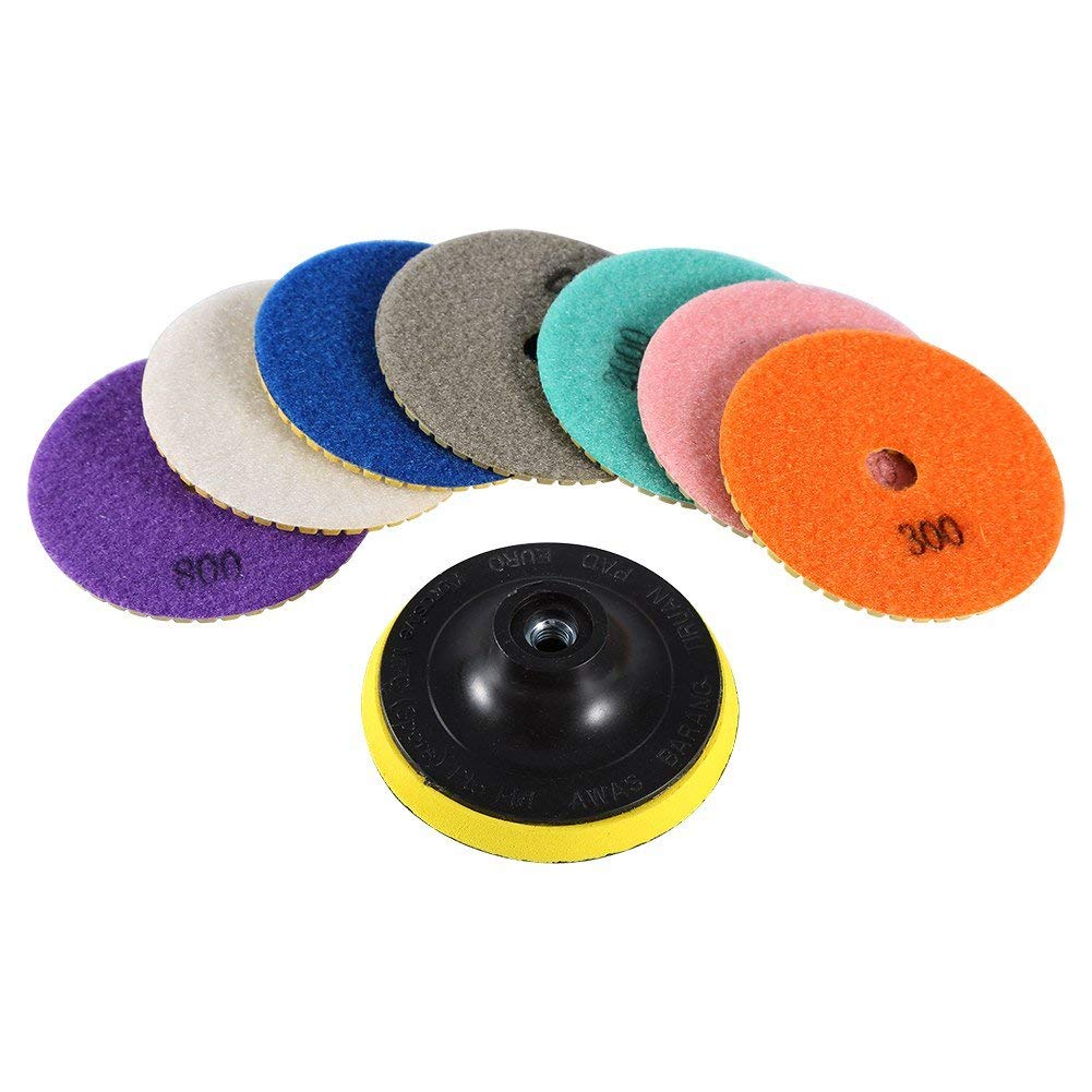 Polishing Kit 4 Inch Wet/Dry Diamond Polishing Pads 100mm Stone Polishing Kit for Marble Concrete Artificial Stone