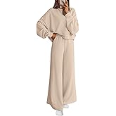 PRETTYGARDEN Women 2 Piece Outfits 2026 Spring Sweatsuits Crewneck Sweatshirt Wide Leg Sweatpants Lounge Sets Tracksuit