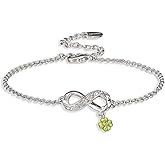 Psycheer Infinity Lucky Clover Bracelet for Women - Handmade Adjustable 925 Silver Plated Enamel Jewelry, Christmas Birthday Back to School Gift for Daughter Mom Wife Sister Graduation Gift