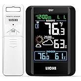 Indoor Outdoor Thermometer Wireless Weather Station External Thermometer Hygrometer Monitor with 330ft Range Remote Sensor, Battery Operated Backlit Display (Colorful)