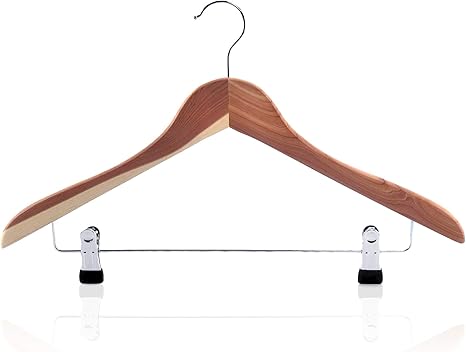 Amazon Co Jp 30ナチュラルパック44 Cm杉の木の衣服衣服コートズボンハンガー滑り止め調整可能なクリップ ホーム キッチン