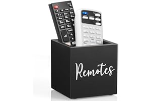 DRASTAR Remote Holder,TV Remote Control Holder, Mini Remote Caddy,Mini Remote Organizer for Table,Small Wooden Remote Box for Nightstand, Black